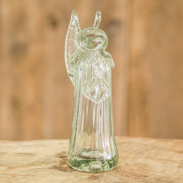 Alternate image for Handblown Recycled Glass Figurine Sculpture Crystal Angel