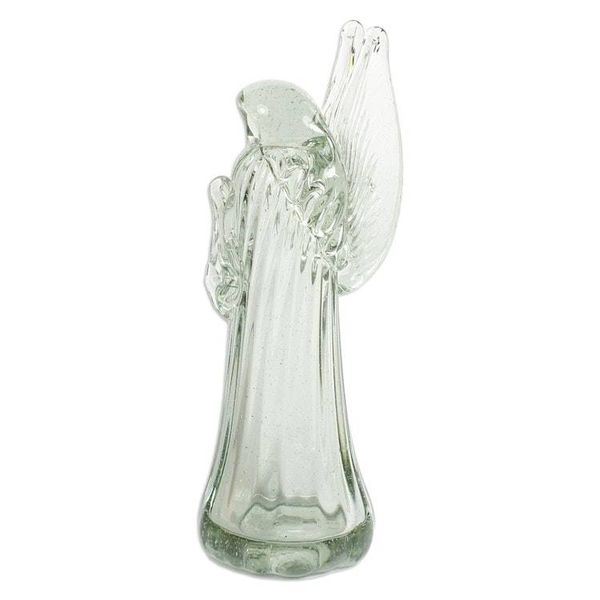 Alternate image for Handblown Recycled Glass Figurine Sculpture Crystal Angel