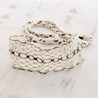 Primary image for Handcrafted Ivory with Brown Stripe Cotton Macram Headband Spiced Vanilla