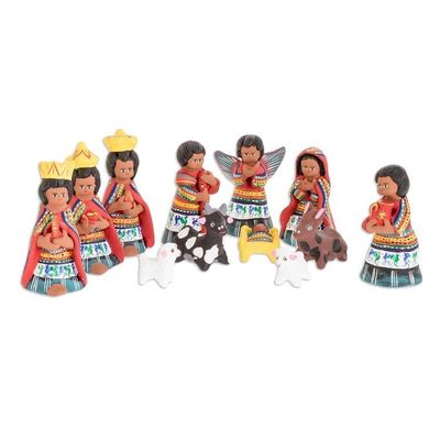 Alternate image for Christianity Ceramic Nativity Scene Sculpture Set of 12 San Juan Comalapa
