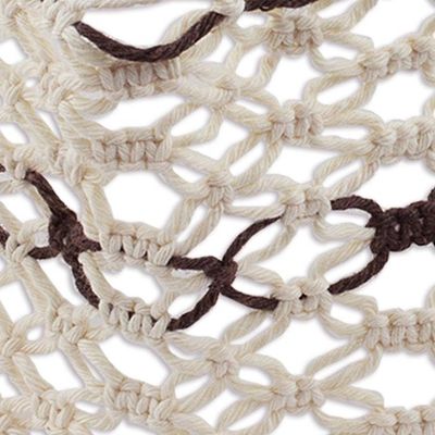 Alternate image for Handcrafted Ivory with Brown Stripe Cotton Macram Headband Spiced Vanilla