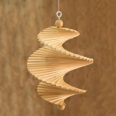 Alternate image for Hand Carved Pinewood Mobile with Adjustable Shapes Tranquil Winds
