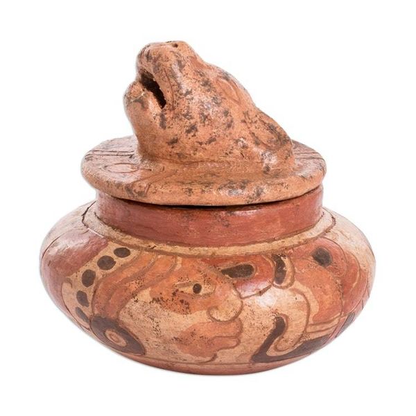 Alternate image for Handcrafted Ceramic Bowl with Antiqued Finish Pibil Jaguar