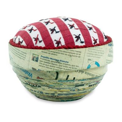 Alternate image for Upcycled Paper Box with Hand Woven Cotton Lid Birds of San Lucas
