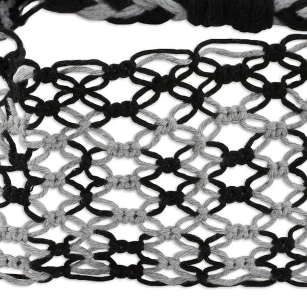 Alternate image for Handcrafted Black and Grey Stripe Cotton Macram Headband Moonlit Ripples