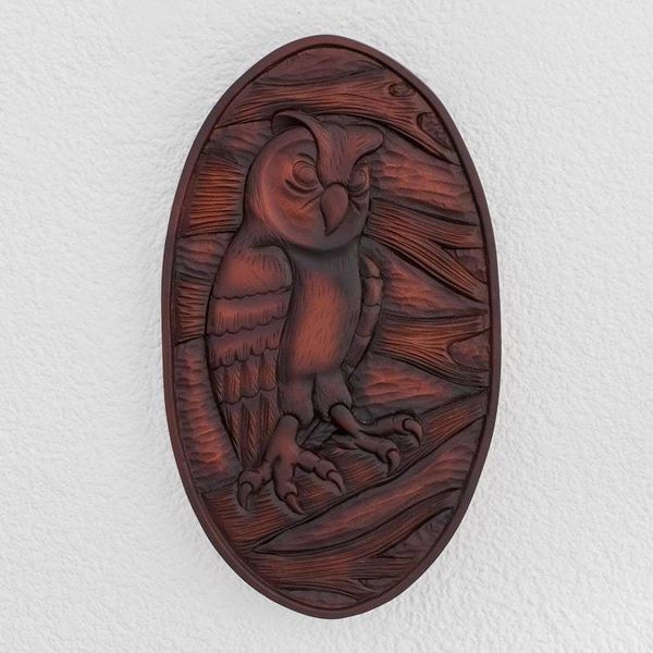Alternate image for Owl-Themed Pochote Wood Relief Panel from Costa Rica Owl Watcher