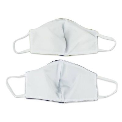 Alternate image for 2 Handwoven 3-Layer Masks in Stripe Solid Blue Cotton Patience and Hope