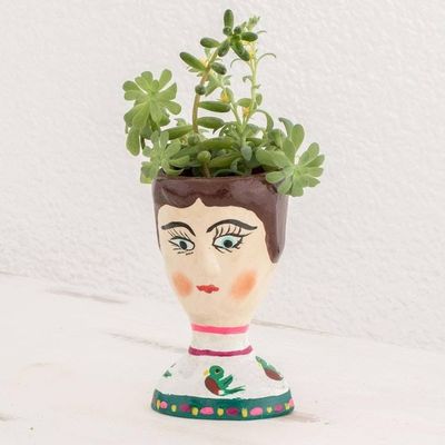 Alternate image for Unique Hand Painted Plant Pot Alma