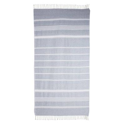 Alternate image for Striped Cotton Beach Towel in Celadon from Guatemala Fresh Relaxation in Celadon