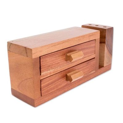 Alternate image for Handmade Cedar Wood Desk Organizer from Guatemala Order and Harmony