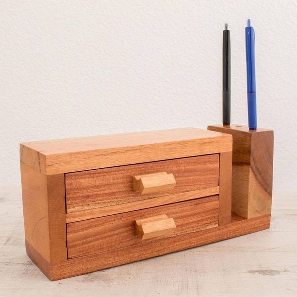 Alternate image for Handmade Cedar Wood Desk Organizer from Guatemala Order and Harmony