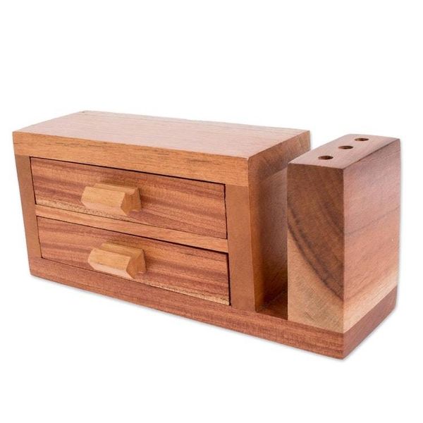 Alternate image for Handmade Cedar Wood Desk Organizer from Guatemala Order and Harmony