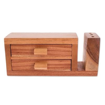 Alternate image for Handmade Cedar Wood Desk Organizer from Guatemala Order and Harmony