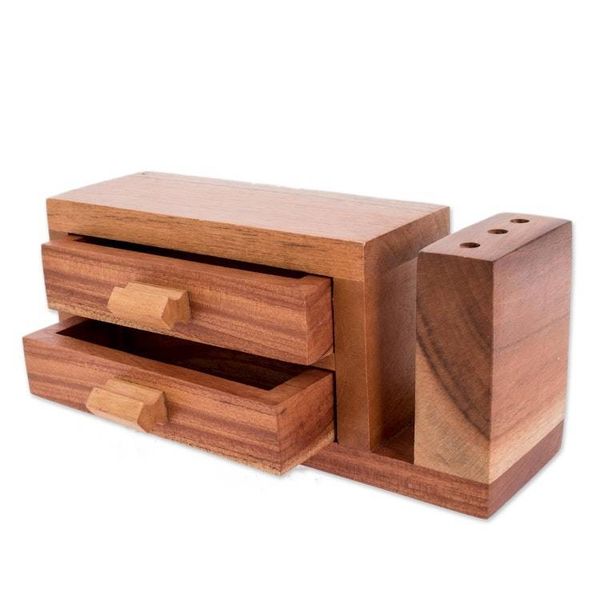 Alternate image for Handmade Cedar Wood Desk Organizer from Guatemala Order and Harmony