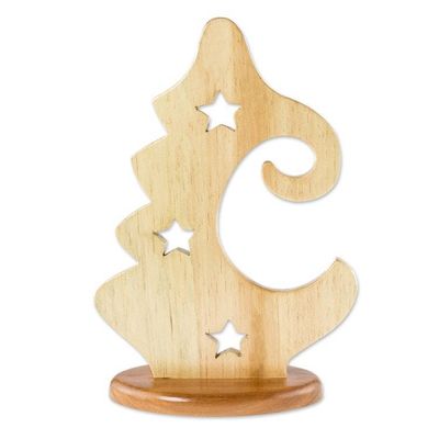 Alternate image for Natural Pinewood Christmas Tree Sculpture Christmas Stars