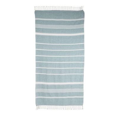 Alternate image for Striped Cotton Beach Towel in Teal from Guatemala Sweet Relaxation in Teal