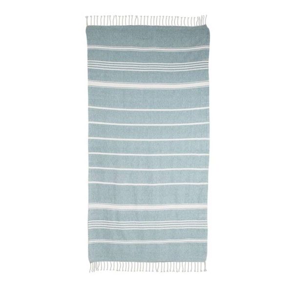 Alternate image for Striped Cotton Beach Towel in Teal from Guatemala Sweet Relaxation in Teal