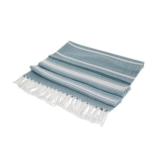 Alternate image for Striped Cotton Beach Towel in Teal from Guatemala Sweet Relaxation in Teal