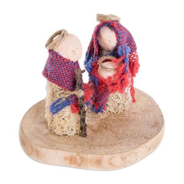 Alternate image for Natural Fiber Nativity Sculpture with Handwoven Cotton Lovely Family