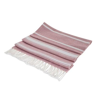 Alternate image for Handwoven Cotton Beach Towel in Carnation from Guatemala Fresh Relaxation in Carnation