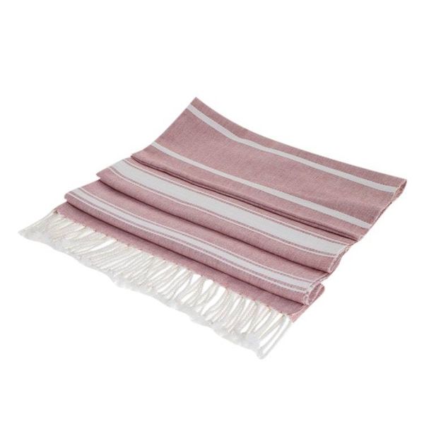 Alternate image for Handwoven Cotton Beach Towel in Carnation from Guatemala Fresh Relaxation in Carnation