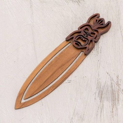 Alternate image for Boruca-Themed Teak Wood Bookmark from Costa Rica Boruca Mask
