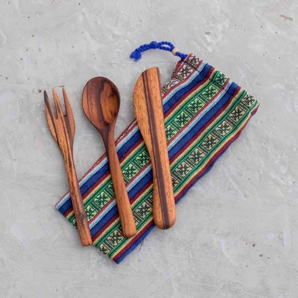 Alternate image for Hand Crafted Wood Utensil Set 3 Pieces Dining Out