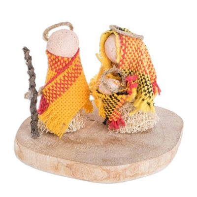 Alternate image for Natural Fiber Nativity Sculpture with Yellow Cotton Accents Hopeful Love