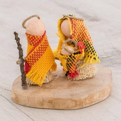 Alternate image for Natural Fiber Nativity Sculpture with Yellow Cotton Accents Hopeful Love