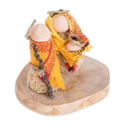 Alternate image for Natural Fiber Nativity Sculpture with Yellow Cotton Accents Hopeful Love