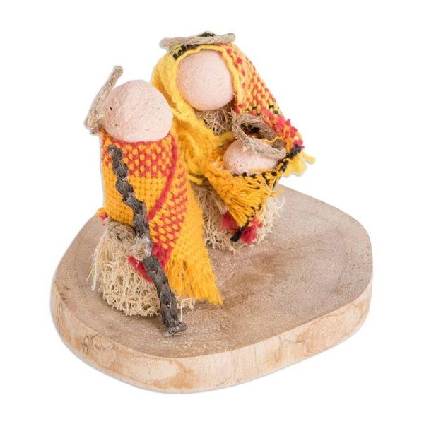 Alternate image for Natural Fiber Nativity Sculpture with Yellow Cotton Accents Hopeful Love
