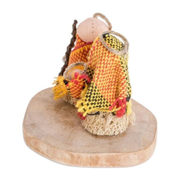 Alternate image for Natural Fiber Nativity Sculpture with Yellow Cotton Accents Hopeful Love
