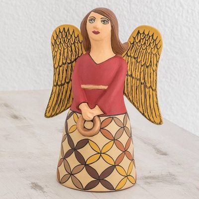 Alternate image for Hand-Painted Ceramic Angel Statuette from Nicaragua Obedient Angel