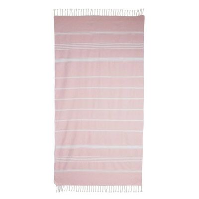 Alternate image for Handwoven Cotton Beach Towel in Blush from Guatemala Fresh Relaxation in Blush