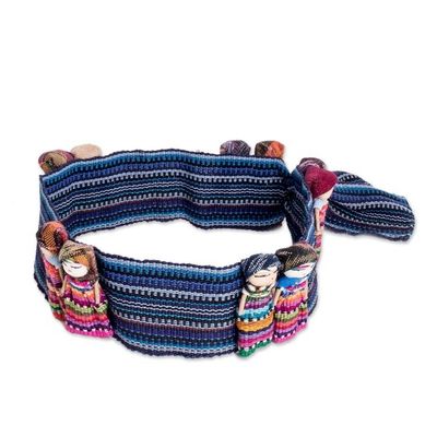 Alternate image for Artisan Crafted Worry Dolls Hat Band from Guatemala in Blue Trouble-Free