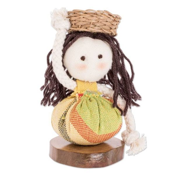 Alternate image for Artisan Crafted Decorative Doll Salvadoran Girl in Yellow