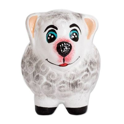Alternate image for Handpainted Mini Ceramic Sheep Flower Pot from Guatemala Herbaceous Sheep