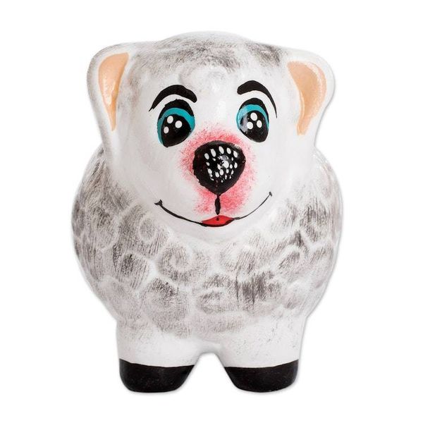 Alternate image for Handpainted Mini Ceramic Sheep Flower Pot from Guatemala Herbaceous Sheep