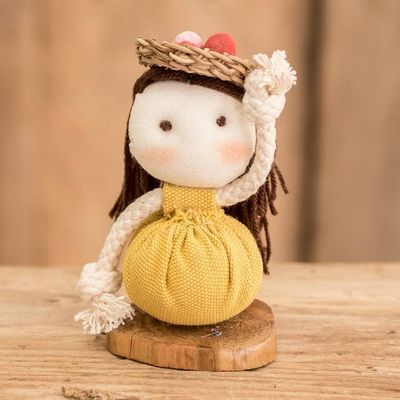 Primary image for Handmade Cotton and Natural Fiber Decorative Doll in Yellow Yellow Enchantment