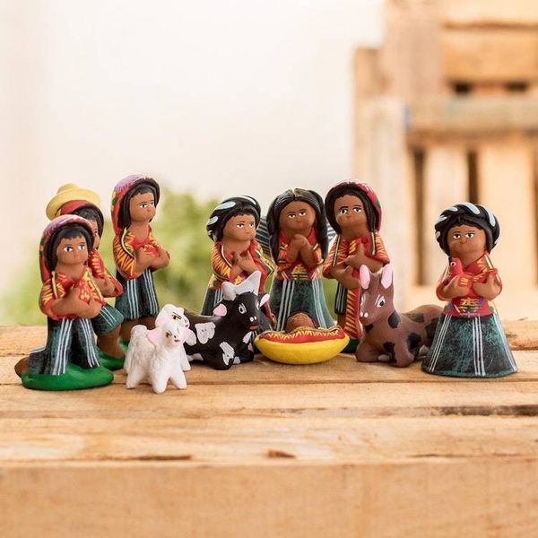 Alternate image for Handcrafted Ceramic Nativity Scene 12 Pieces Santo Tomas Christmas