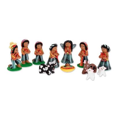Alternate image for Handcrafted Ceramic Nativity Scene 12 Pieces Santo Tomas Christmas