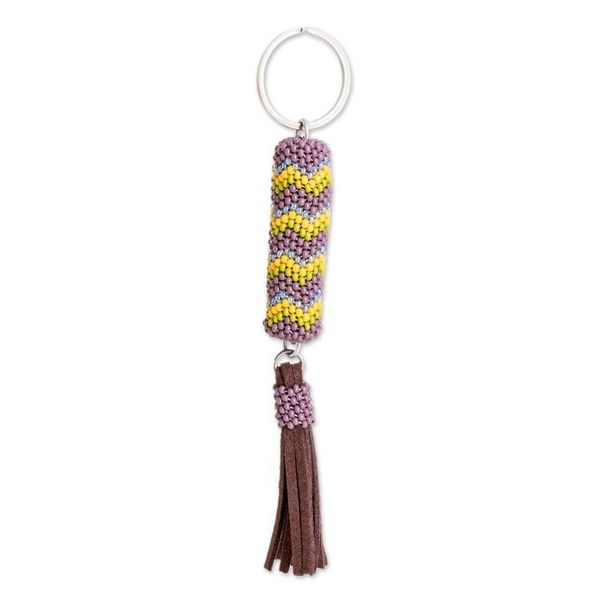 Alternate image for Beaded Leather Keychain and Bag Charm Handmade in Guatemala Absolute Harmony