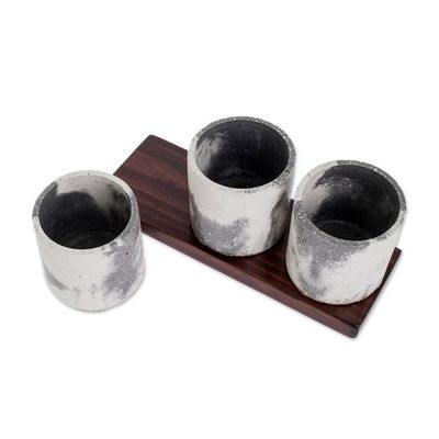 Alternate image for Handcrafted Small Concrete Planters Set of 3 Flowers From My Garden