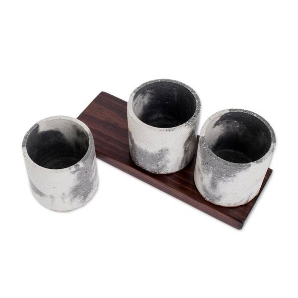 Alternate image for Handcrafted Small Concrete Planters Set of 3 Flowers From My Garden