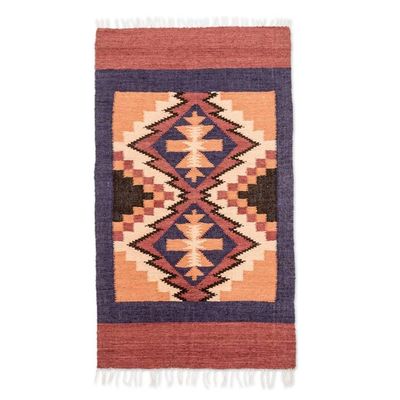 Alternate image for Handloomed Acrylic Geometric Area Rug in Brown 2.5x4.5 Ancestral Diamonds