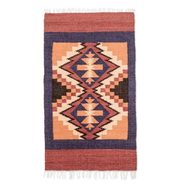 Alternate image for Handloomed Acrylic Geometric Area Rug in Brown 2.5x4.5 Ancestral Diamonds