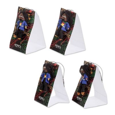 Alternate image for Set of 4 Handcrafted Cotton and Cibaque Men Worry Dolls Quietness