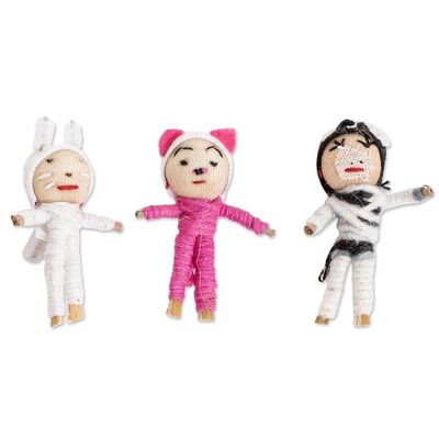 Alternate image for Animal-Themed Folk Art Worry Dolls Set of 3 Little Farm