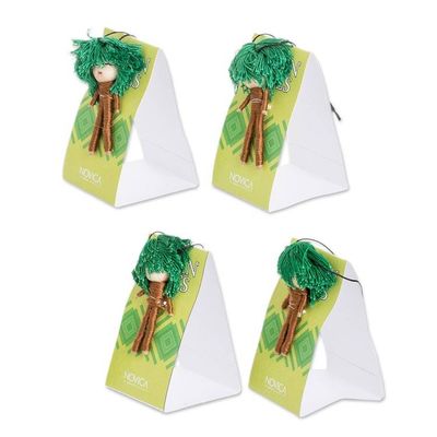 Alternate image for Set of 4 Handcrafted Cotton and Cibaque Tree Worry Dolls Mayan Trees