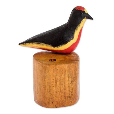 Alternate image for Hand Carved Red Crested Woodpecker Bird Wood Pencil Holder Crimson Crested Woodpecker